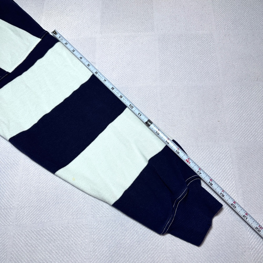 Aerie Rugby Polo Shirt Womens Small Oversized Striped Navy Blue White Retro - Picture 11 of 11